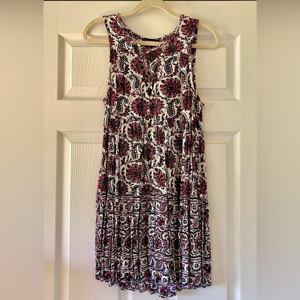 American Eagle Boho Floral Paisley Tiered Mini Dress (M)